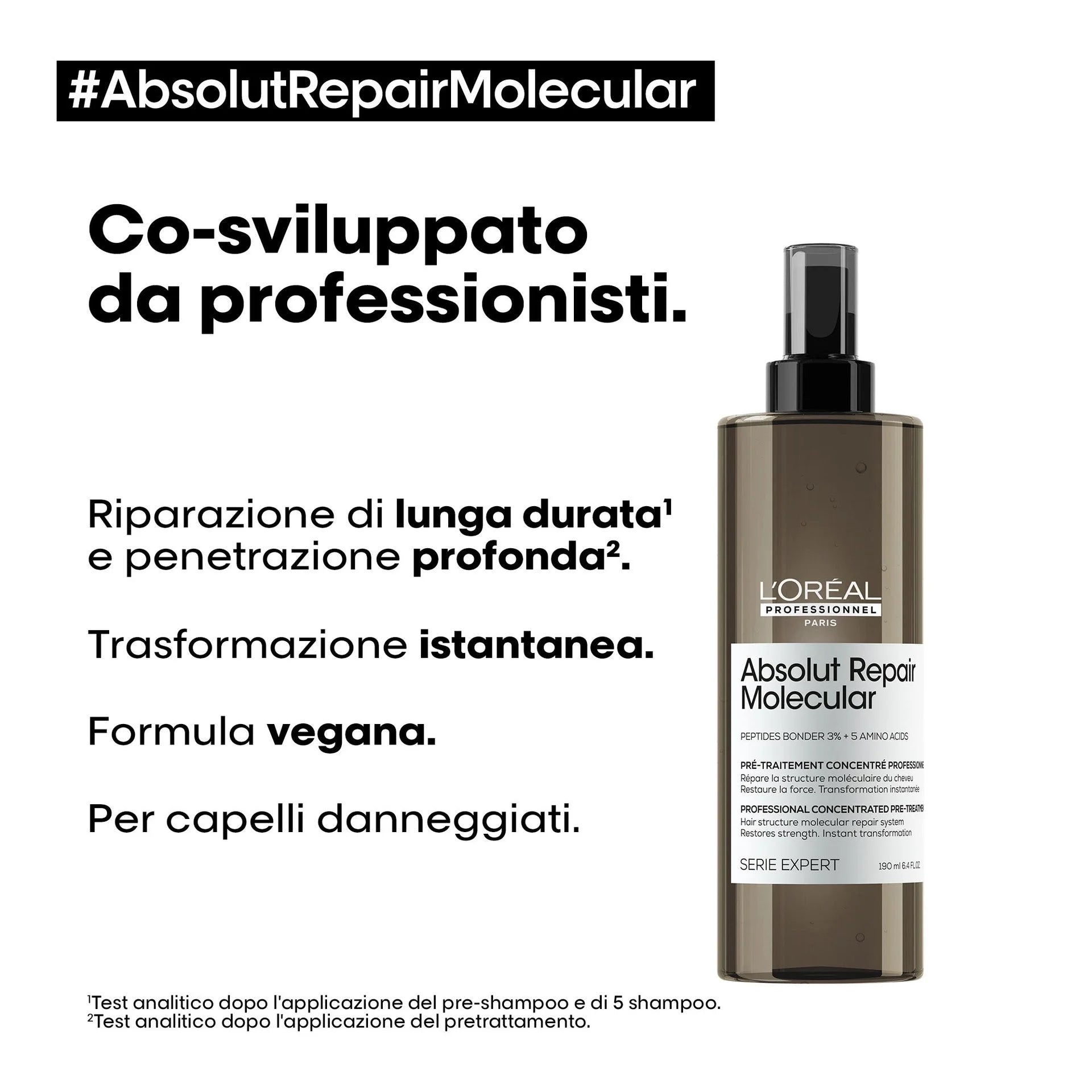 L'Oréal Professionnel Absolut Repair Molecular Pre-Treatment Spray 190 ml - Pre-trattamento riparatore per Capelli Danneggiati